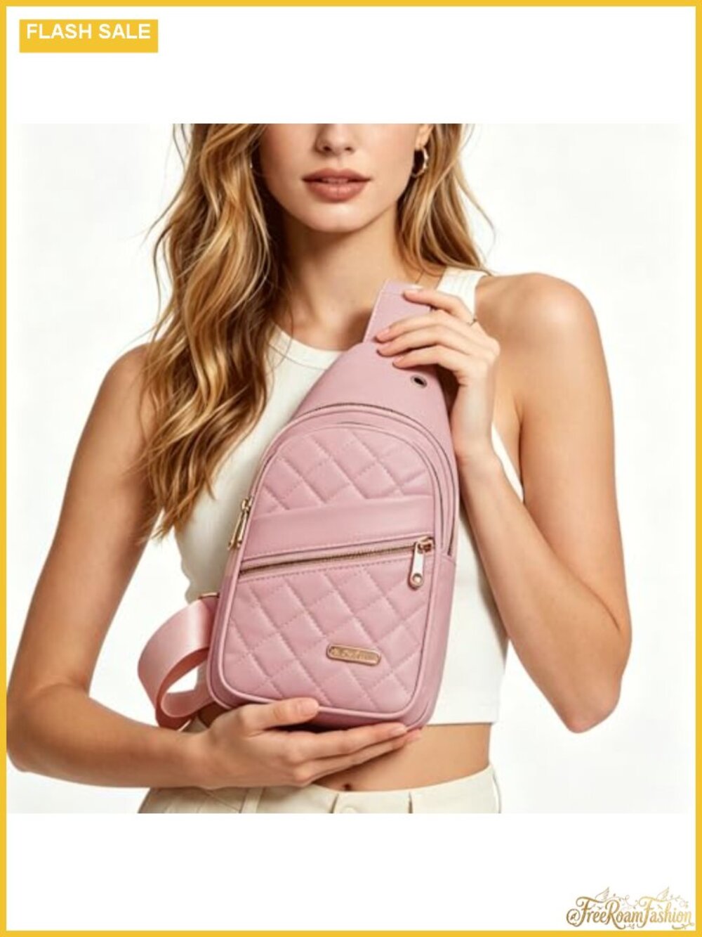 Quilted Crossbody Bag with Multiple Zipper Pockets Small Sling Purse